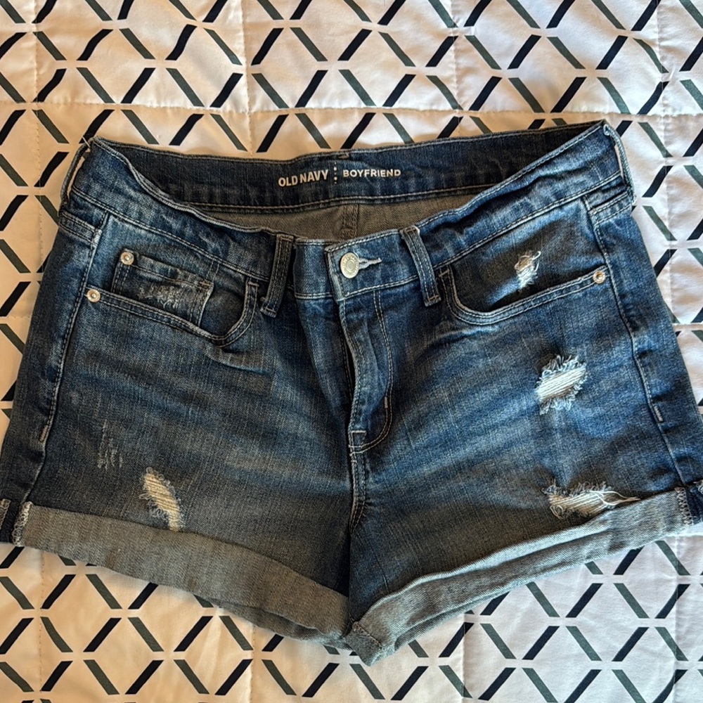 Old Navy Blue Jean Shorts with Cuffed Hem and Distressed Look